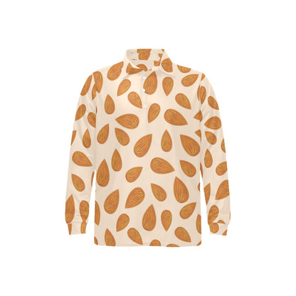 Almond Pattern Print Design 03 Long Sleeve Polo Shirt For Men's