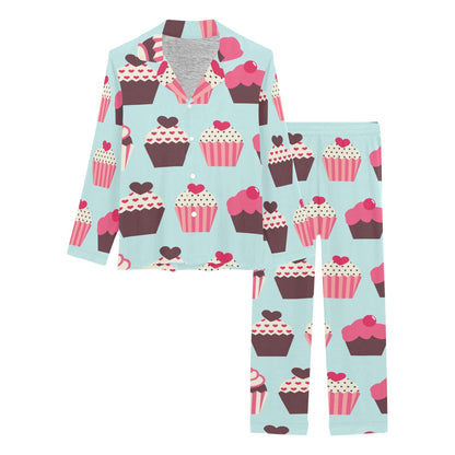 CupCake Print Pattern Women's Long Pajama Set