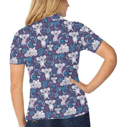 Koala Cute Themed Design Print Women's Polo Shirt