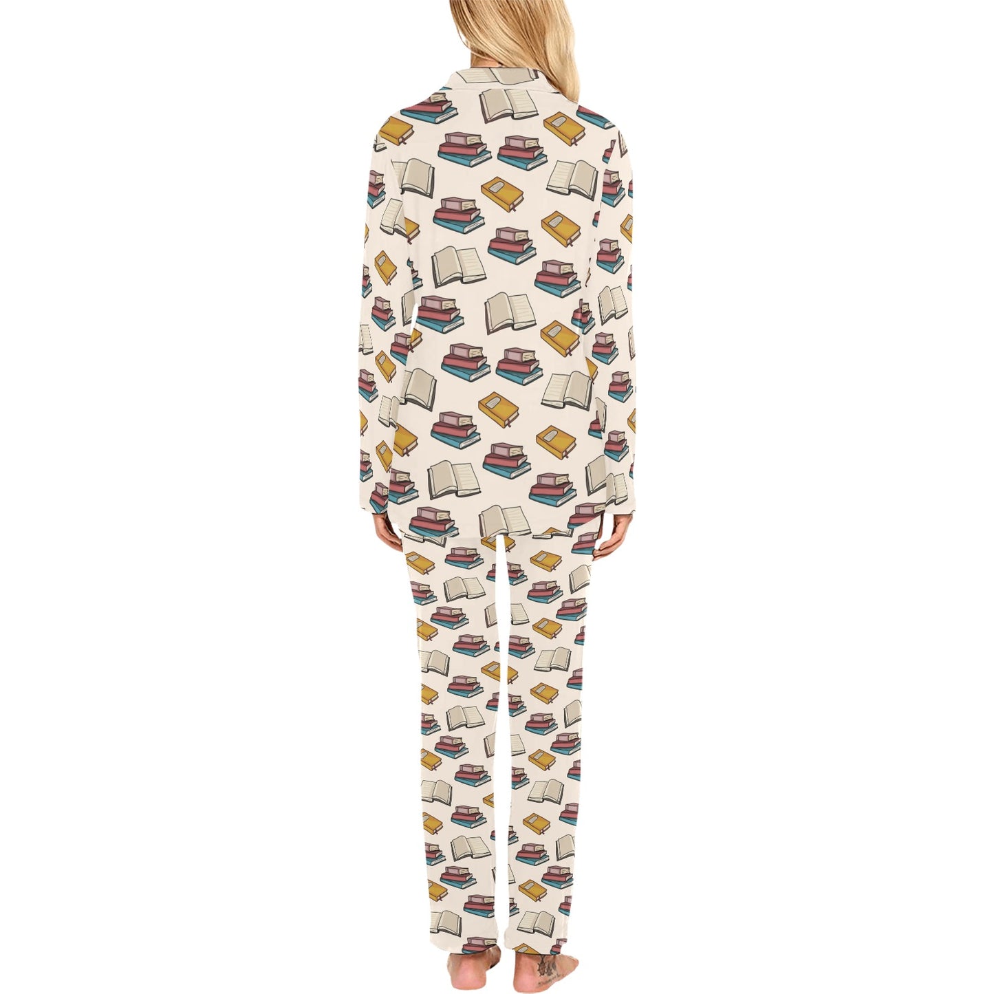 Book Pattern Print Design 04 Women's Long Pajama Set