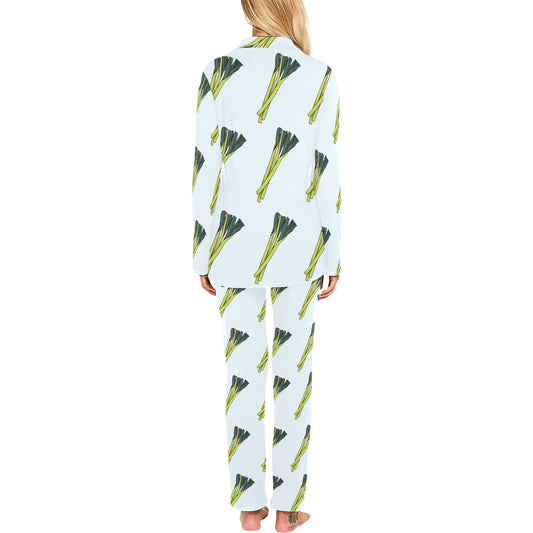 Leek Pattern Print Design 03 Women's Long Pajama Set