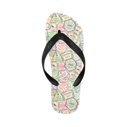 Travel Stamp Print Design LKS303 Flip Flops