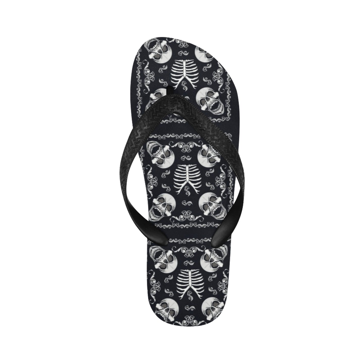 Bandana Skull Black White Print Design LKS306 Flip Flops