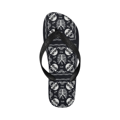 Bandana Skull Black White Print Design LKS306 Flip Flops