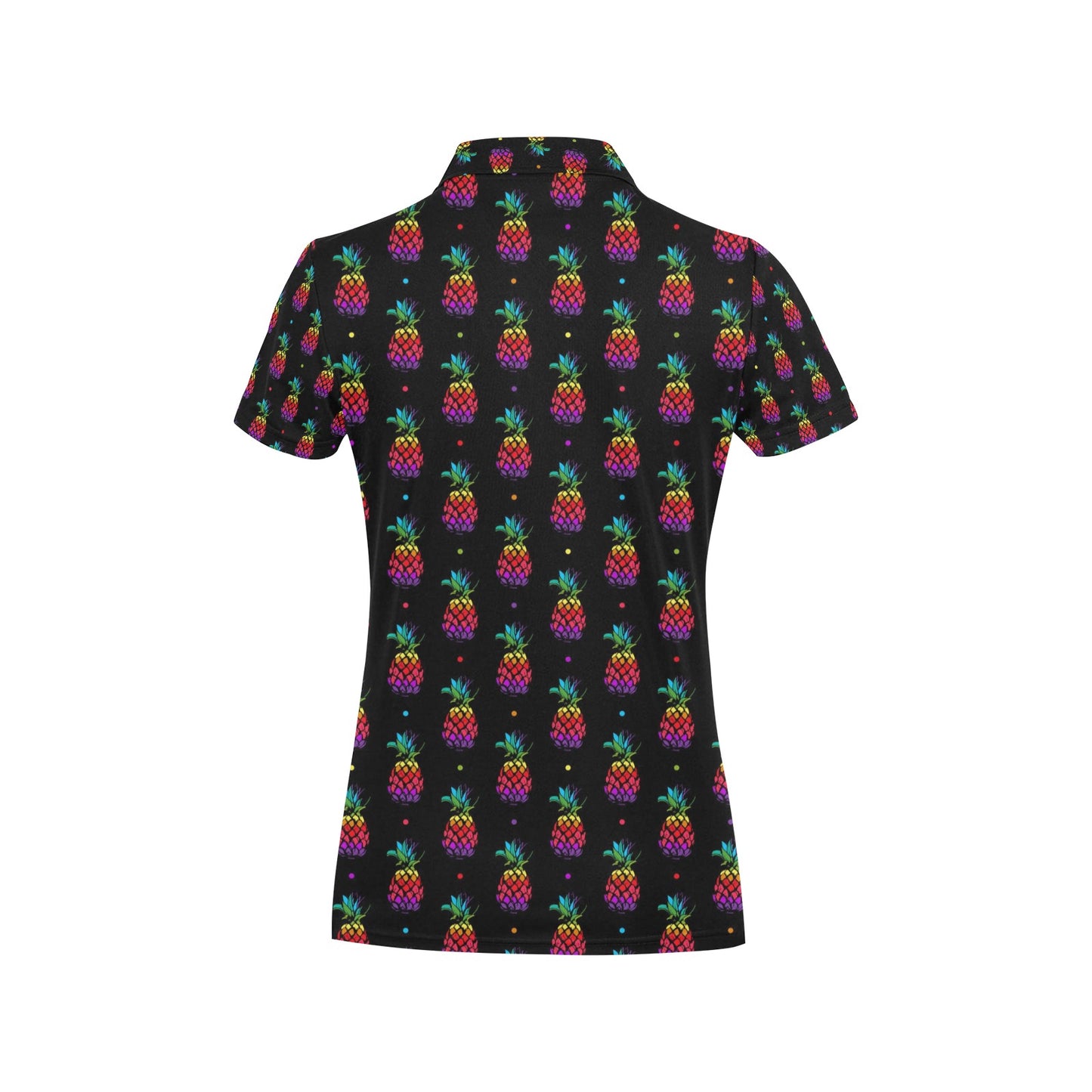 Pineapple Rainbow Dot Print Women's Polo Shirt