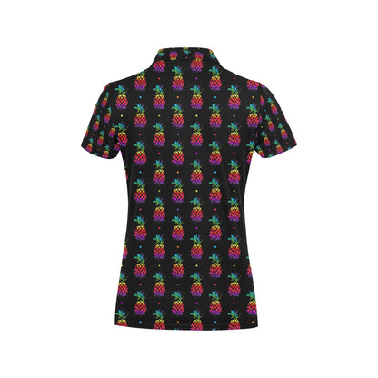 Pineapple Rainbow Dot Print Women's Polo Shirt