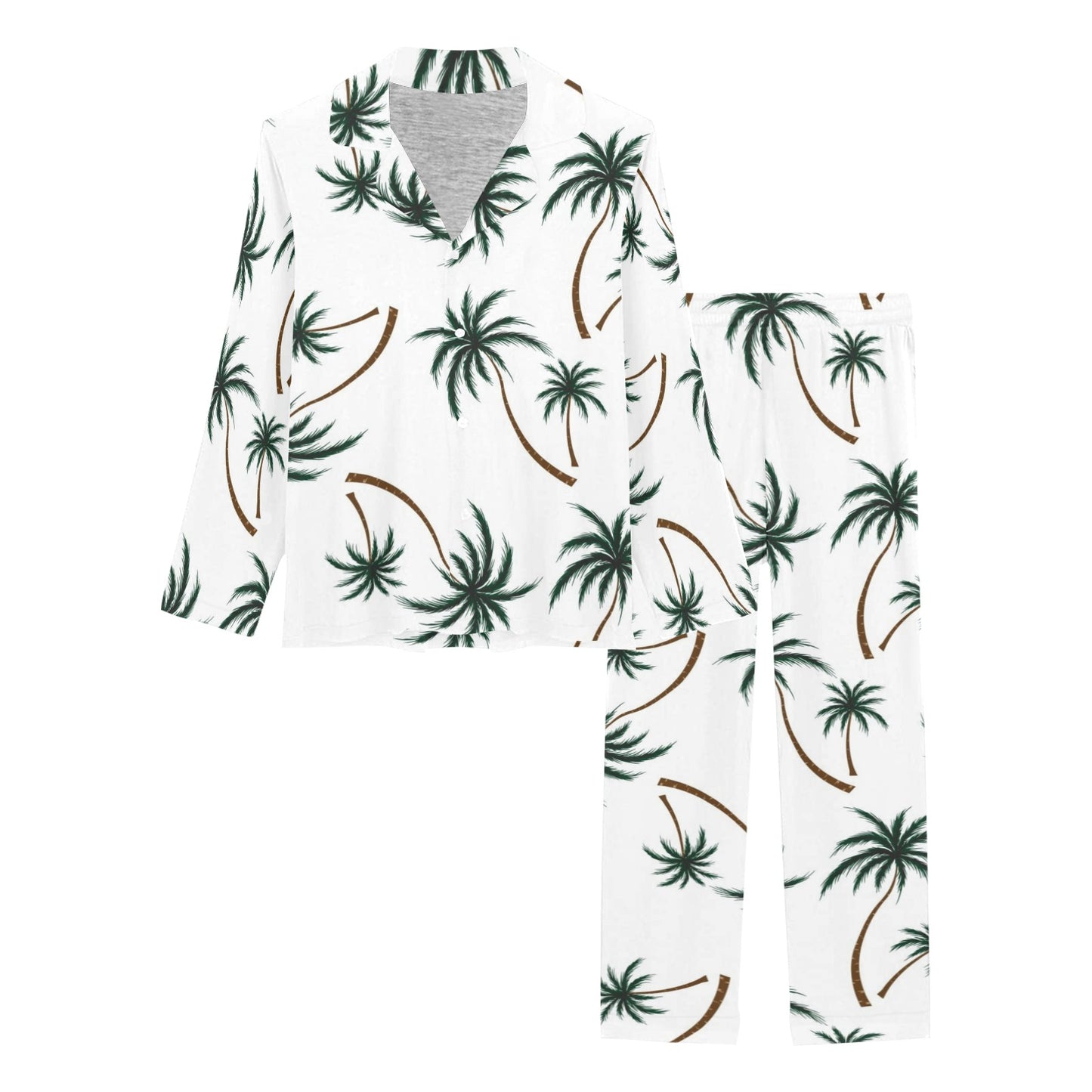 Palm Tree Pattern Print Design PT07 Women's Long Pajama Set