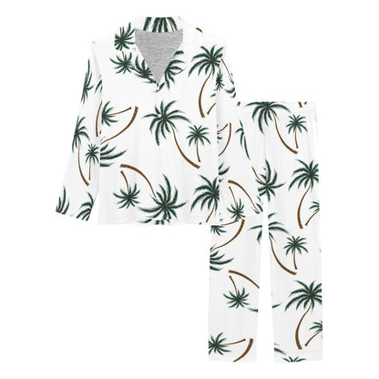 Palm Tree Pattern Print Design PT07 Women's Long Pajama Set