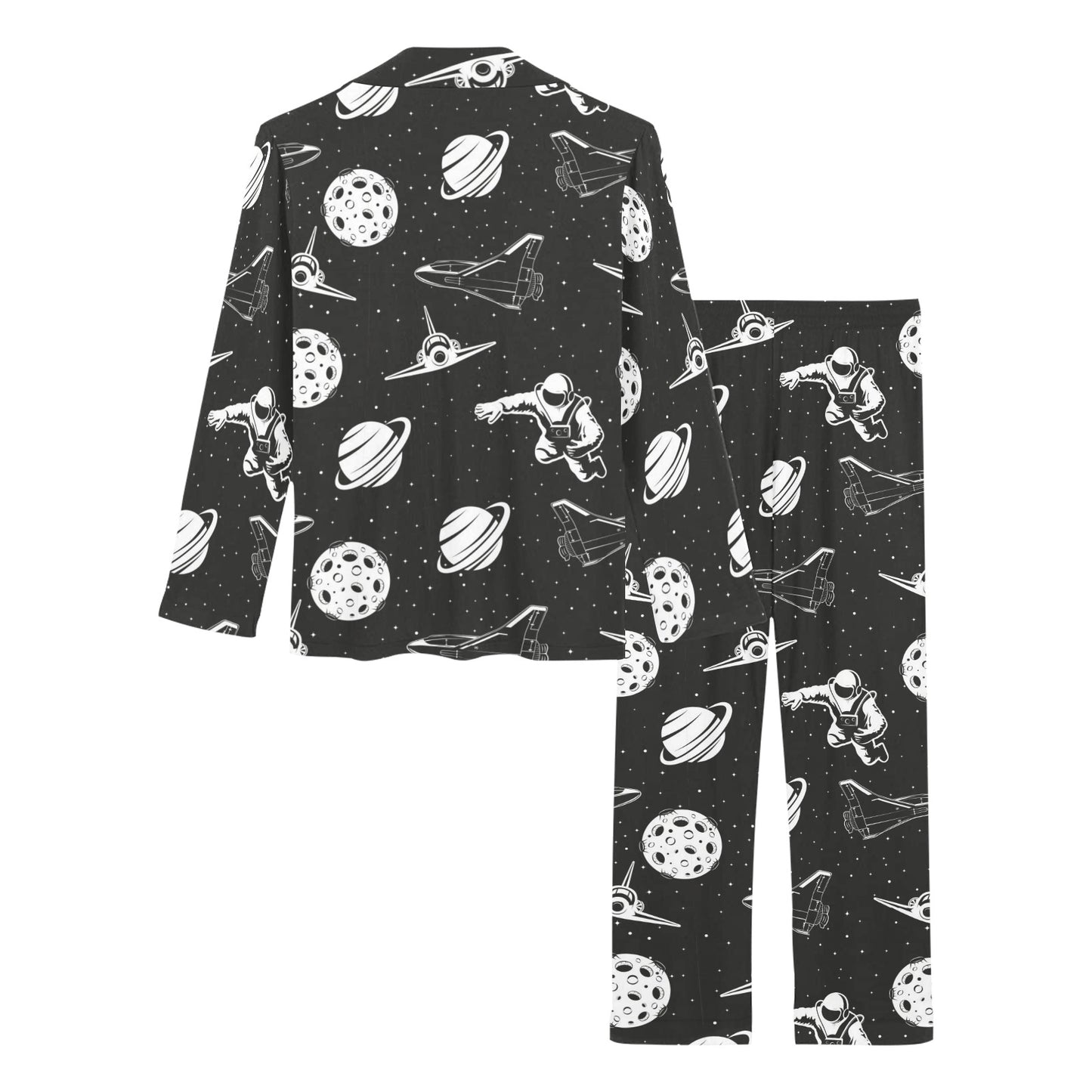 Space Astronauts Print Women's Long Pajama Set