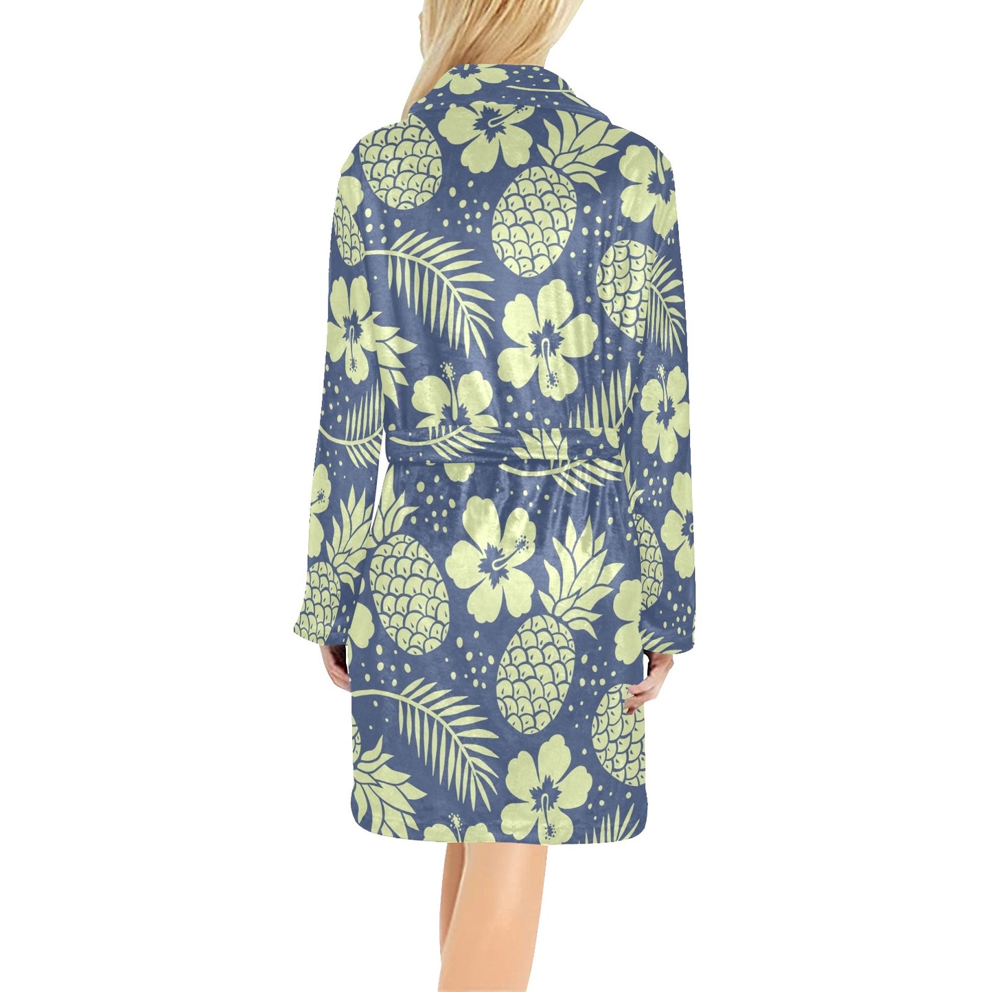 Pineapple Pattern Print Design PP07 Women's Fleece Robe