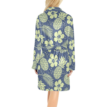 Pineapple Pattern Print Design PP07 Women's Fleece Robe