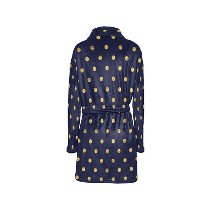 Polka Dot Gold Blue Pattern Print Design 02 Women's Fleece Robe
