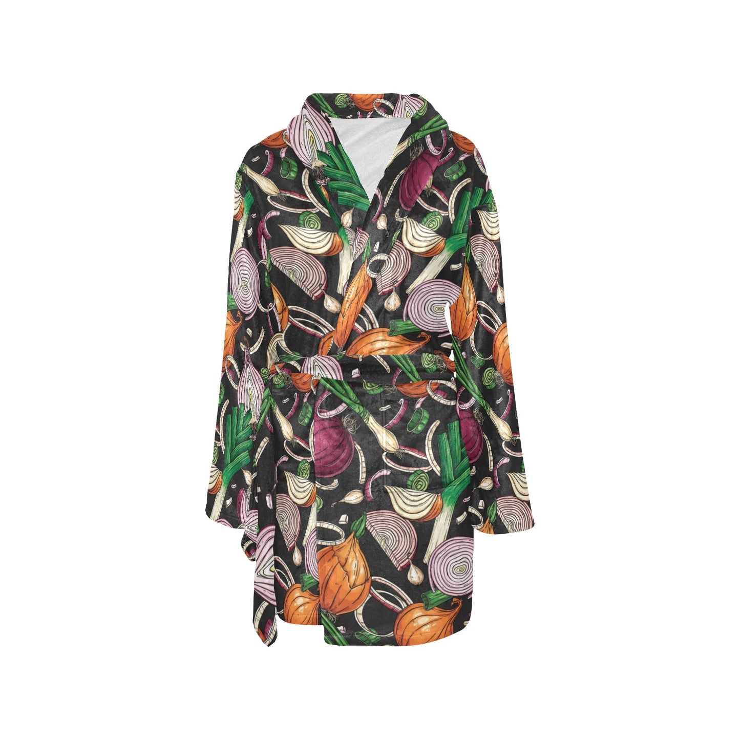 Onion Pattern Print Design A03 Women's Fleece Robe