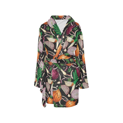 Onion Pattern Print Design A03 Women's Fleece Robe