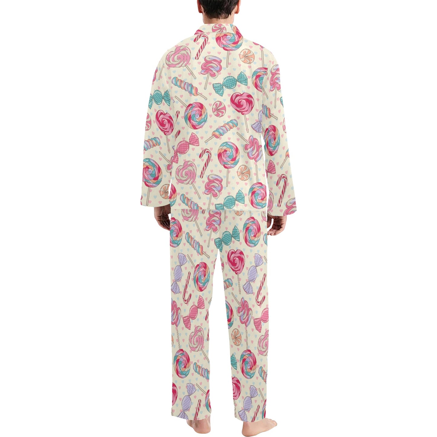 Candy Pattern Print Design CA04 Men's Long Pajama Set