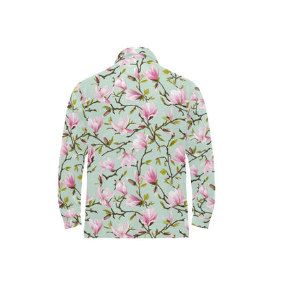 Magnolia Pattern Print Design MAG04 Long Sleeve Polo Shirt For Men's