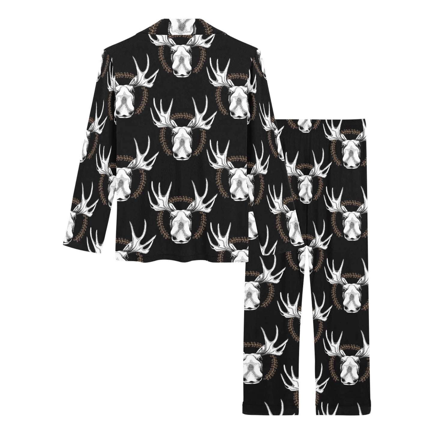 Moose Pattern Print Design 02 Women's Long Pajama Set