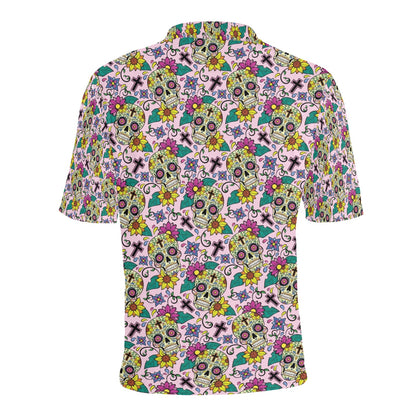 Sugar Skull Print Design LKS307 Men Polo Shirt