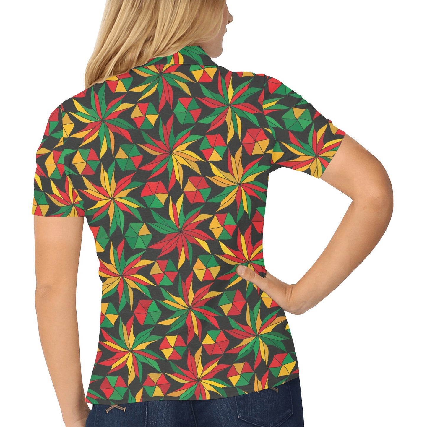 Rastafarian Pattern Print Design A03 Women's Polo Shirt