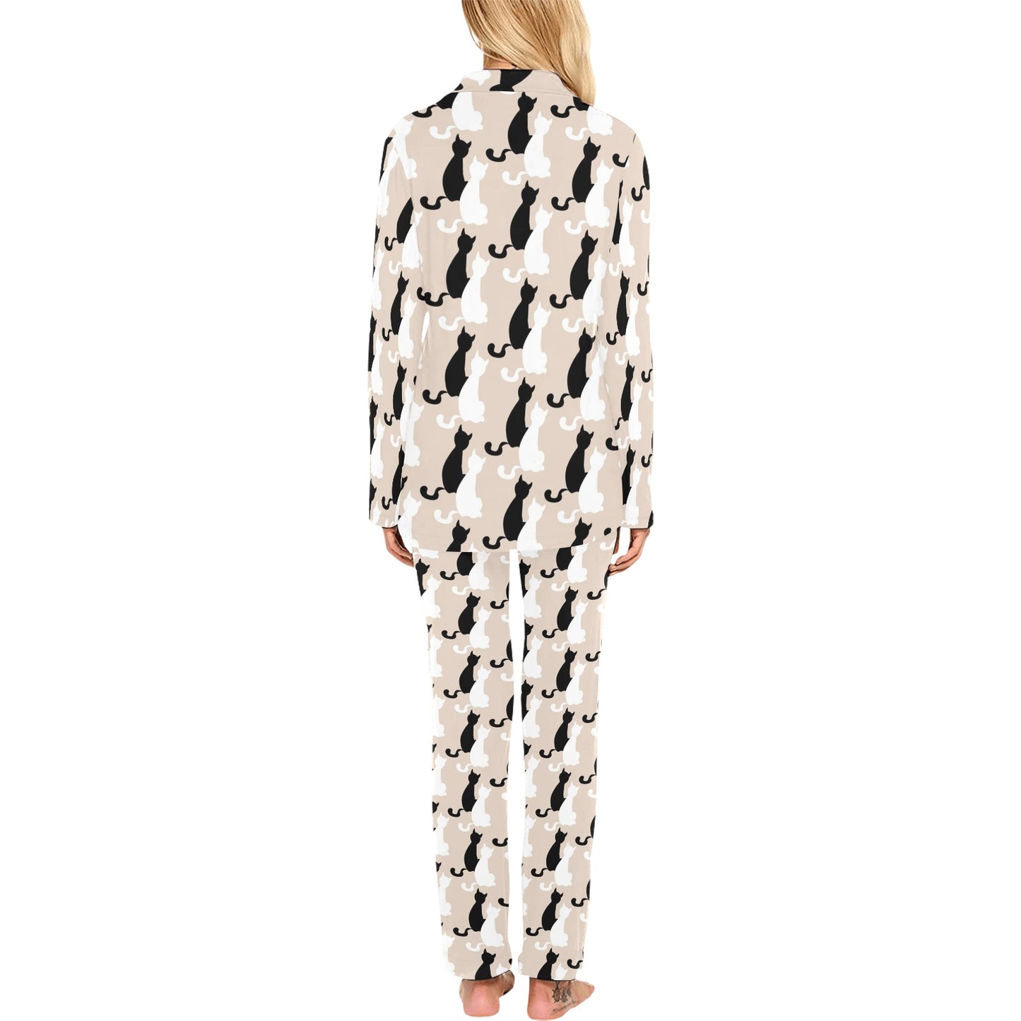 Cat Pattern Print Design 04 Women's Long Pajama Set