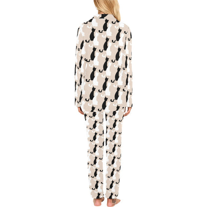 Cat Pattern Print Design 04 Women's Long Pajama Set