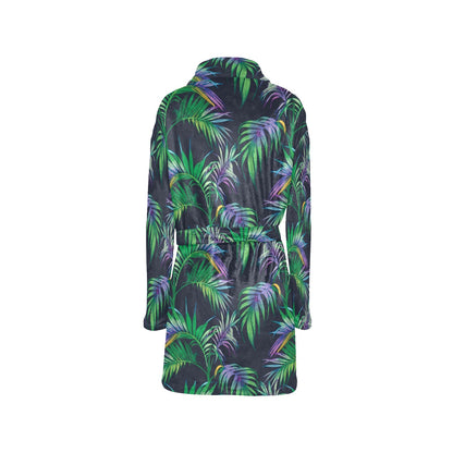 Palm Leaves Pattern Print Design PL04 Women's Fleece Robe
