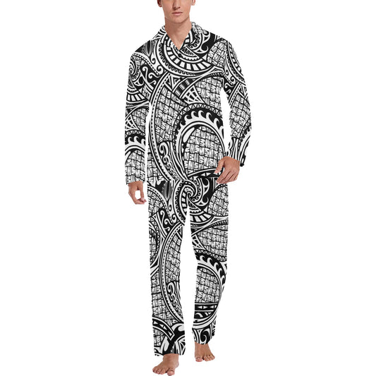 Polynesian Tribal Pattern Men's Long Pajama Set