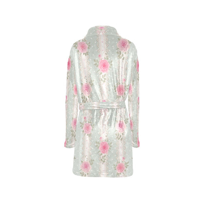 Rose Pattern Print Design RO016 Women's Fleece Robe