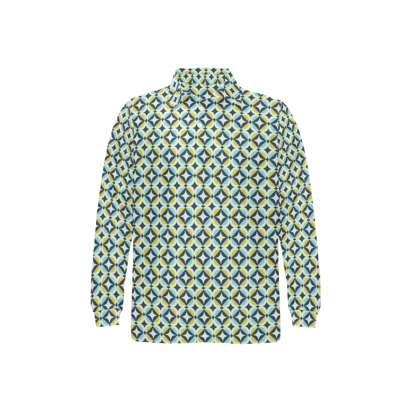 Swedish Design Pattern Long Sleeve Polo Shirt For Men's