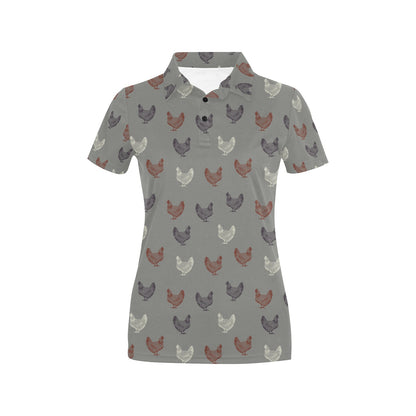Chicken Pattern Print Design 01 Women's Polo Shirt