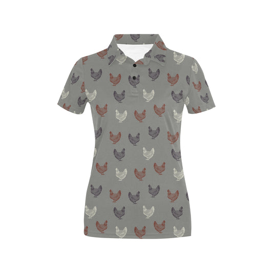 Chicken Pattern Print Design 01 Women's Polo Shirt