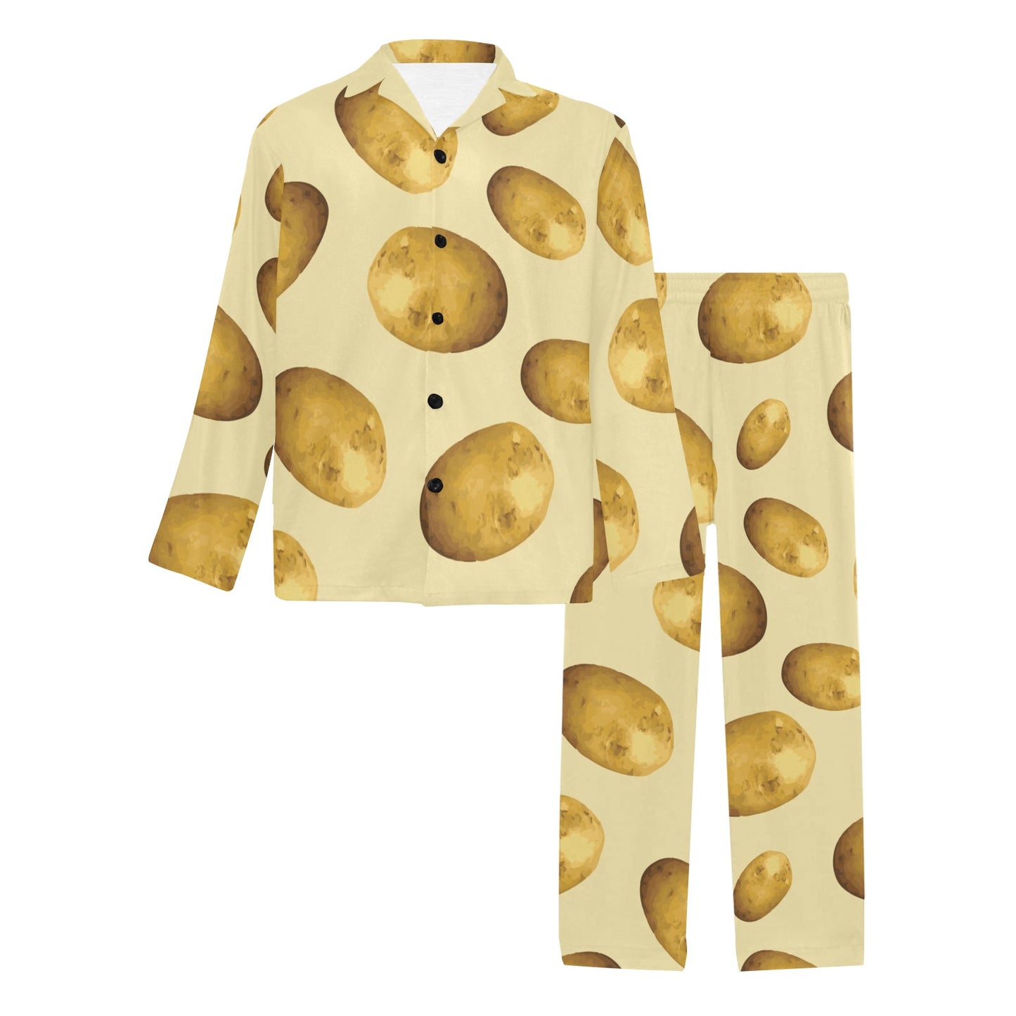 Potato Pattern Print Design A01 Men's Long Pajama Set