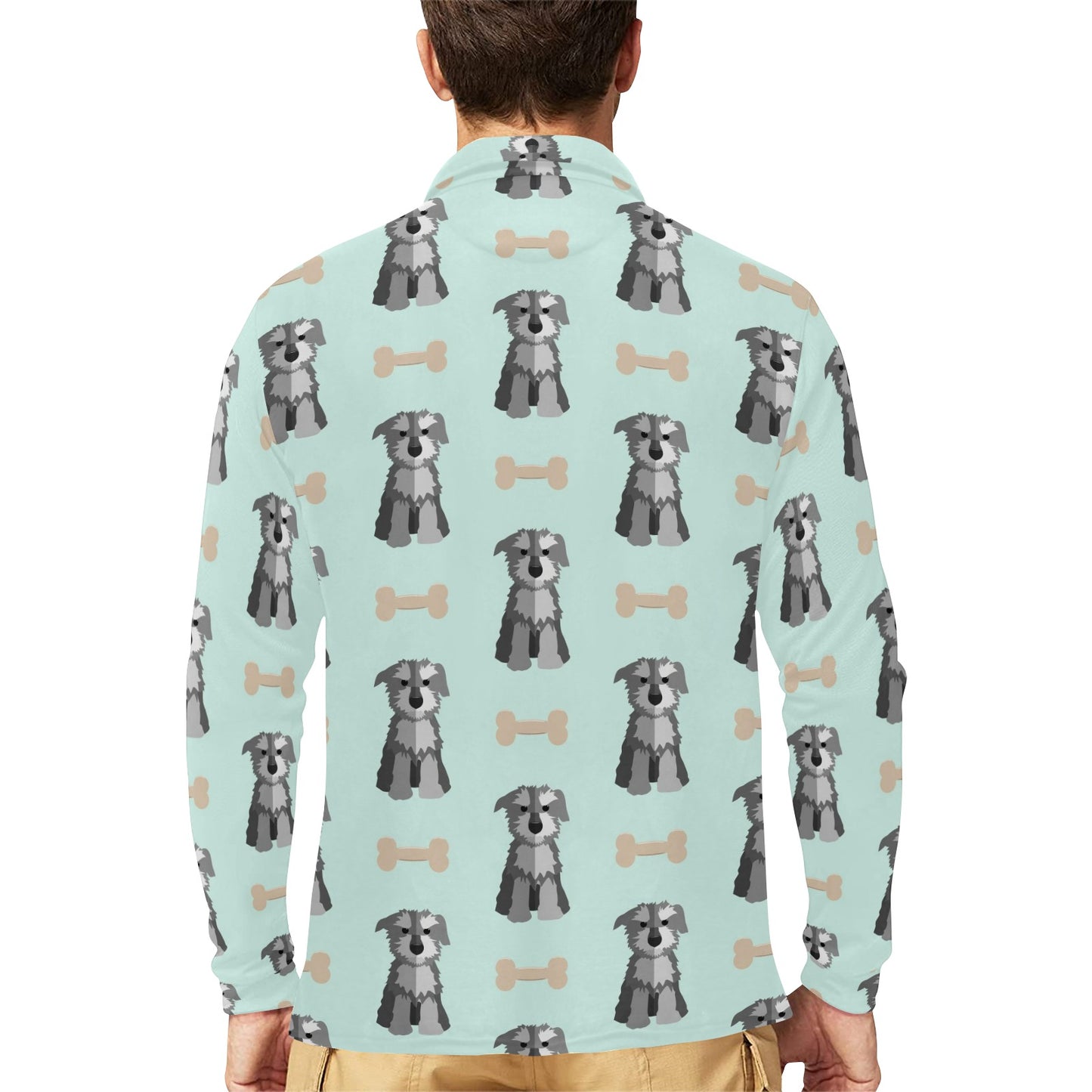 Schnauzers Pattern Print Design A03 Long Sleeve Polo Shirt For Men's