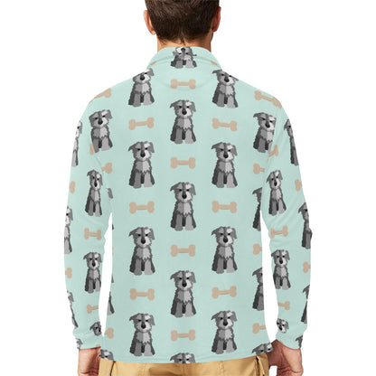 Schnauzers Pattern Print Design A03 Long Sleeve Polo Shirt For Men's