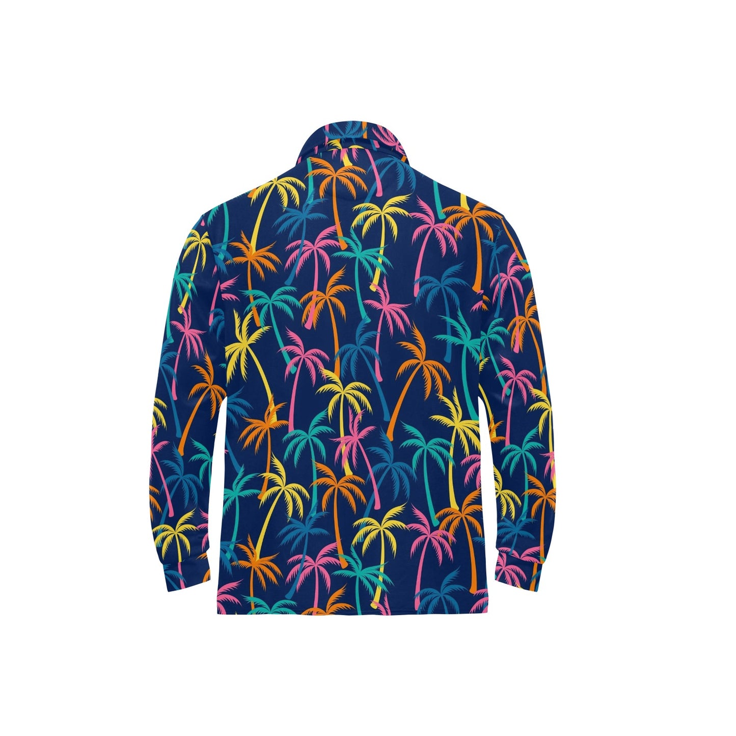 Palm Tree Pattern Print Design PT013 Long Sleeve Polo Shirt For Men's