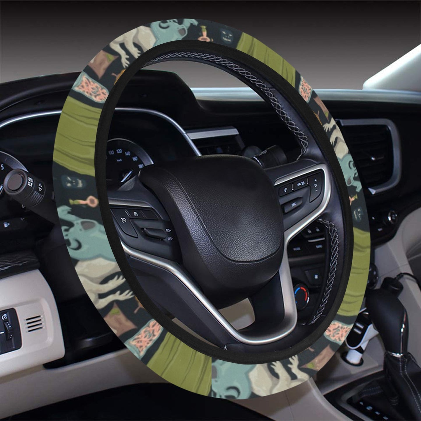 Creepy Halloween Print Design LKS304 Steering Wheel Cover with Elastic Edge