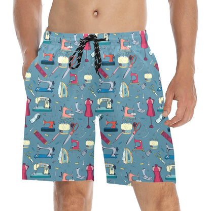 Sewing Equipment Print Design LKS301 Men's Swim Trunks Beach Shorts
