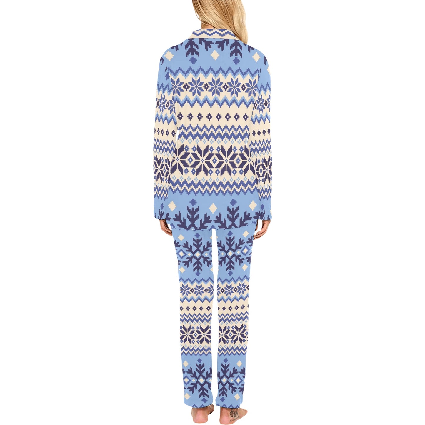 Nordic Pattern Print Design A03 Women's Long Pajama Set