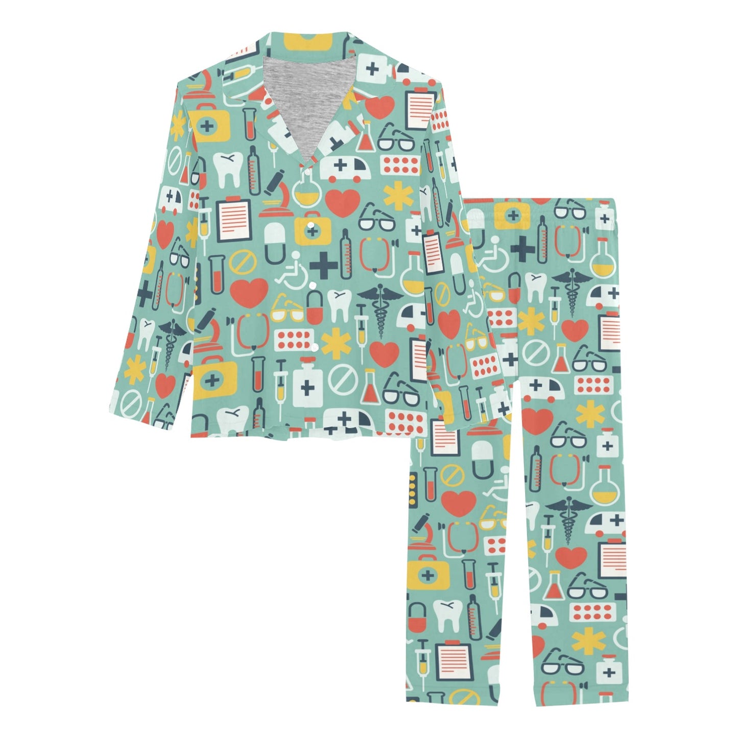 Medical Pattern Print Design 02 Women's Long Pajama Set