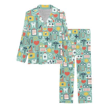 Medical Pattern Print Design 02 Women's Long Pajama Set