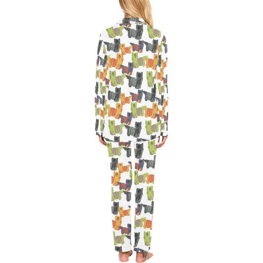 Skye Terriers Print Design LKS301 Women's Long Pajama Set
