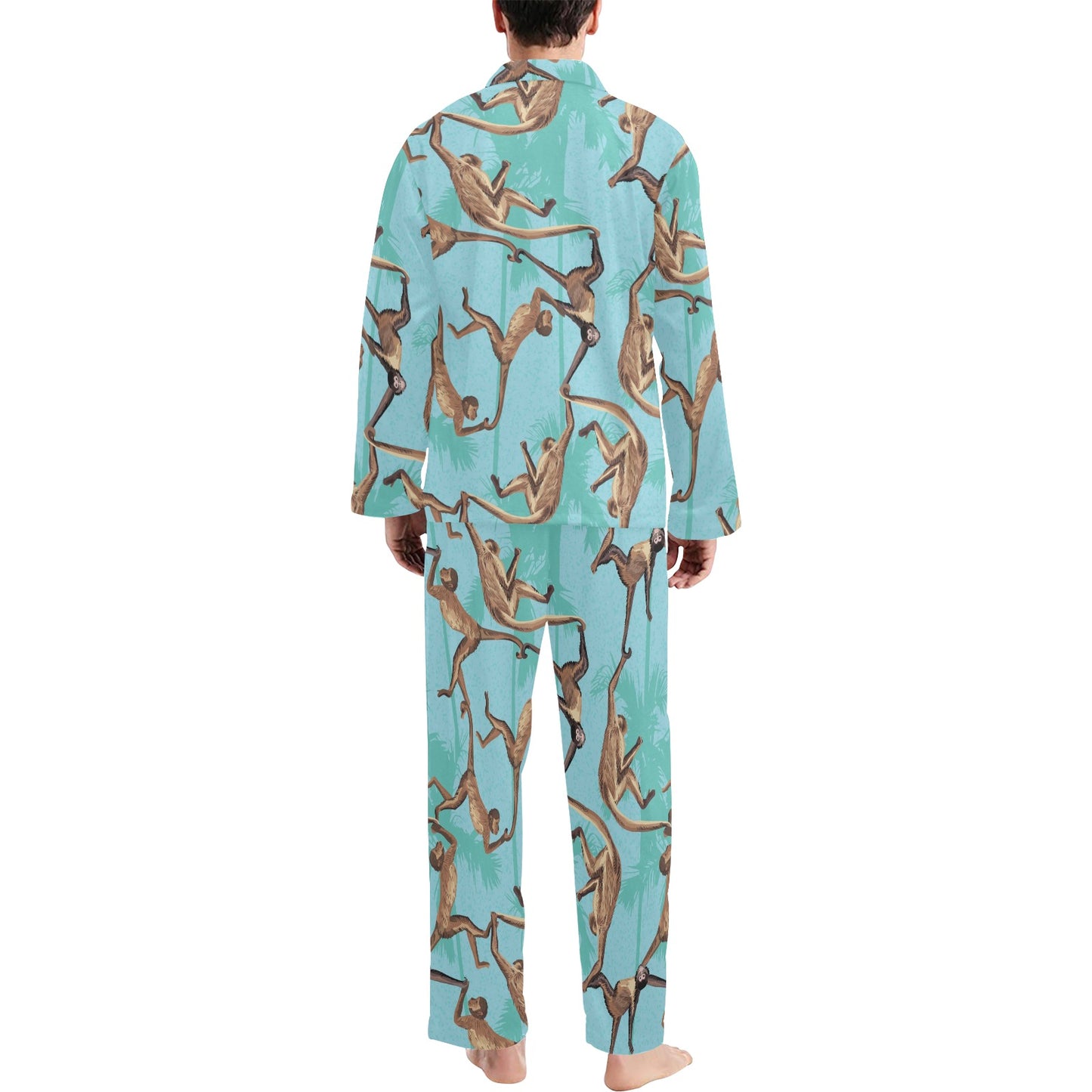 Monkey Pattern Print Design 04 Men's Long Pajama Set