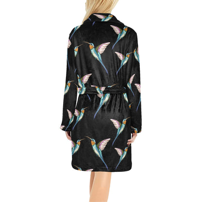 Hummingbird Pattern Print Design 06 Women's Fleece Robe