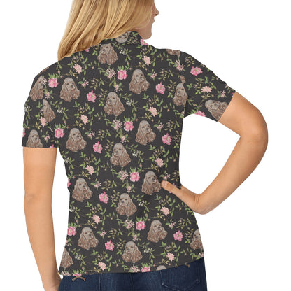 Cocker Pattern Print Design 03 Women's Polo Shirt