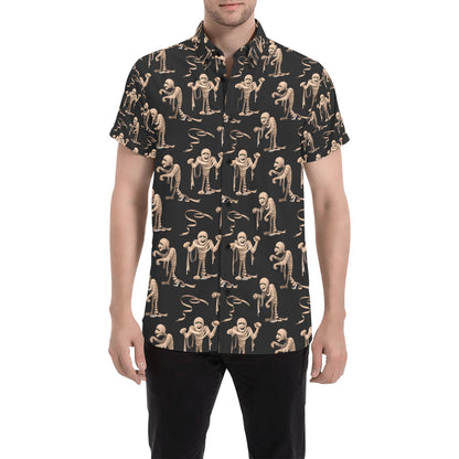 Mummy Print Design LKS302 Men Short Sleeve Button Up Shirt