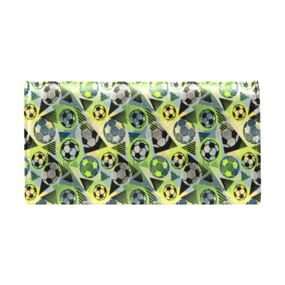 Soccer Ball Themed Print Pattern Women's Trifold Wallet