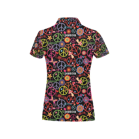 Peace Sign Colorful Design Print Women's Polo Shirt