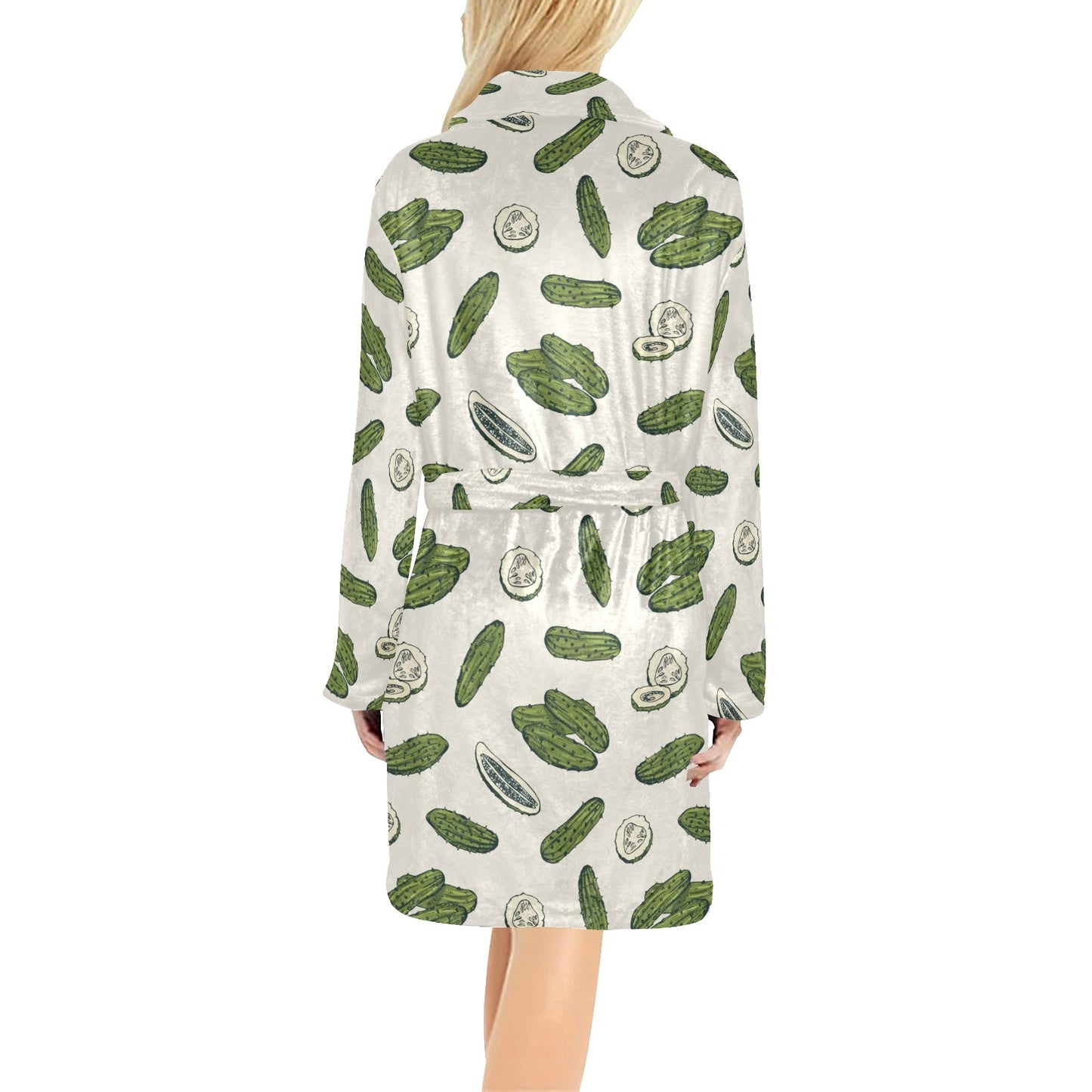 Cucumber Pattern Print Design CC05 Women's Fleece Robe