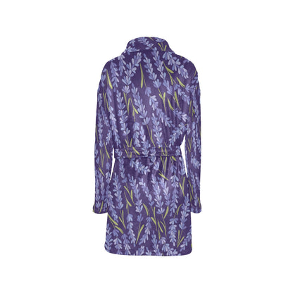 Lavender Pattern Print Design 03 Women's Fleece Robe