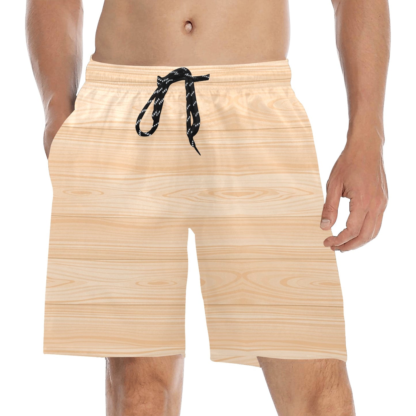 Wood Texture Print Design LKS302 Men's Swim Trunks Beach Shorts